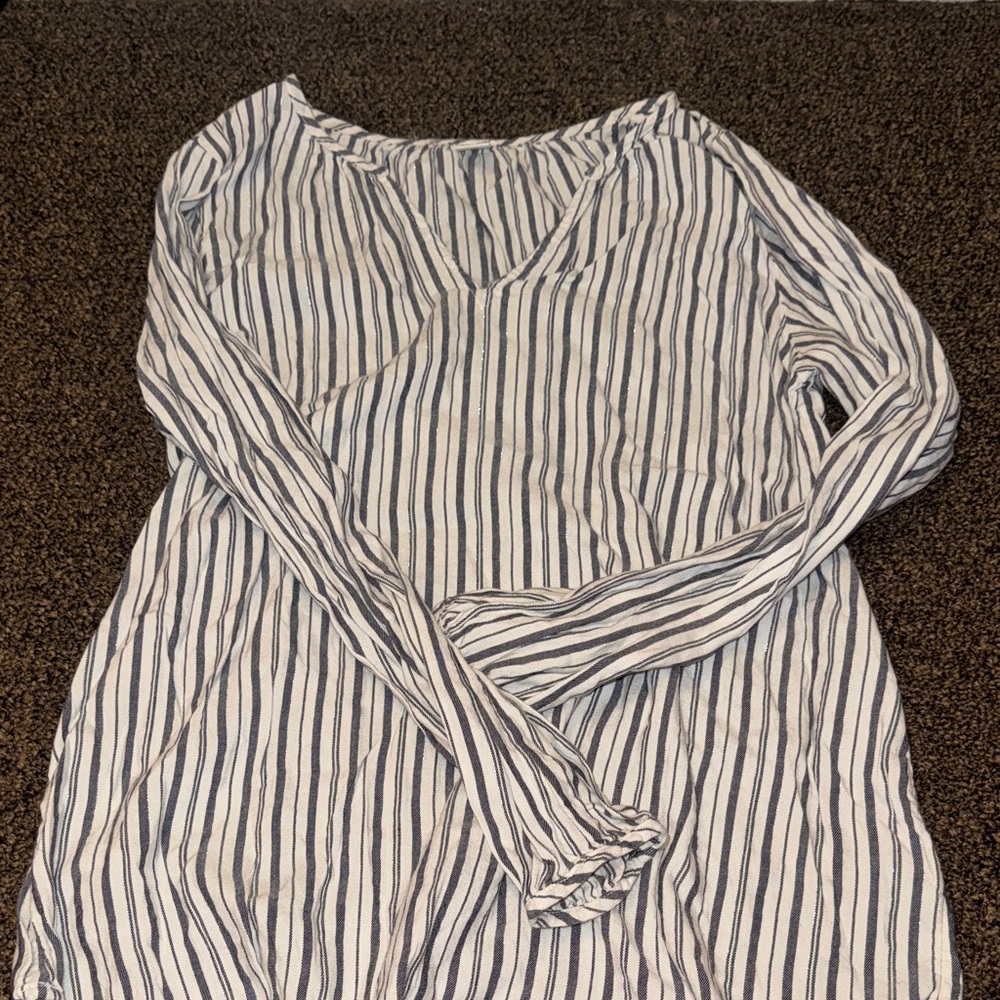 Old Navy Blue and White Striped Blouse